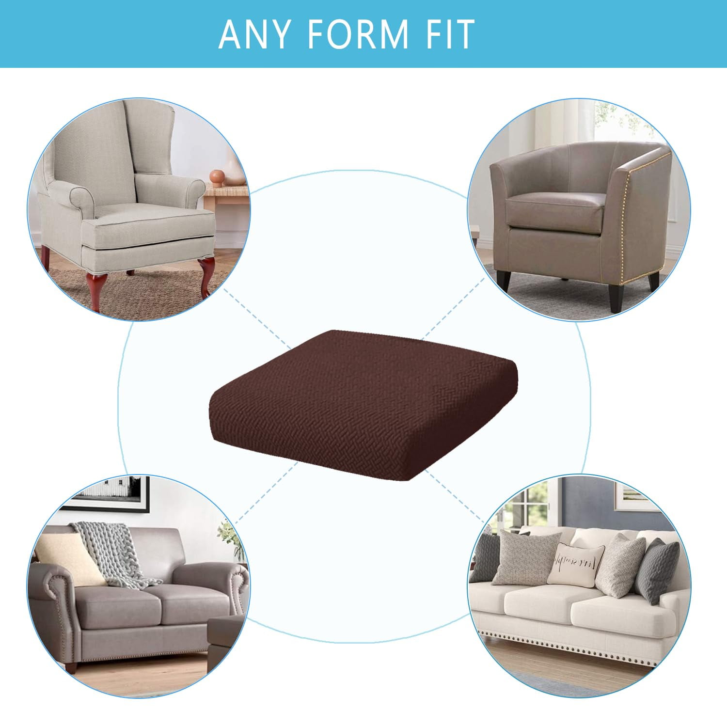 Outdoor Waterproof Couch Cushion Covers, Stretch Individual Patio Chair Cushion Outdoor Seat Cushion Pad