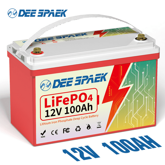 DEESPAEK 12V 100Ah LiFePO4 Battery,12V Lithium Battery with 100A BMS for RV,Solar,Marine,Trolling Motor,Camping,Boat