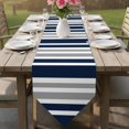 thumbnail image 6 of Table Runners 108 Inches Long, Navy Blue Grey Striped Cotton Linen Kitchen Dining Coffee Table Runner for Party Home Decor, Modern Minimalist Ombre Lines Tabletop Dresser Scarves Runner 13x108 Inch, 6 of 9