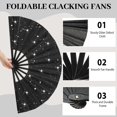 thumbnail image 3 of Abanico plegable ATTRACME negro con purpurina de 33 cm con fundas (paquete de 8), 3 of 6