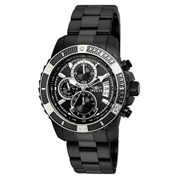 22417 Men's Pro Diver Black Steel Bracelet & Case Quartz Analog Watch