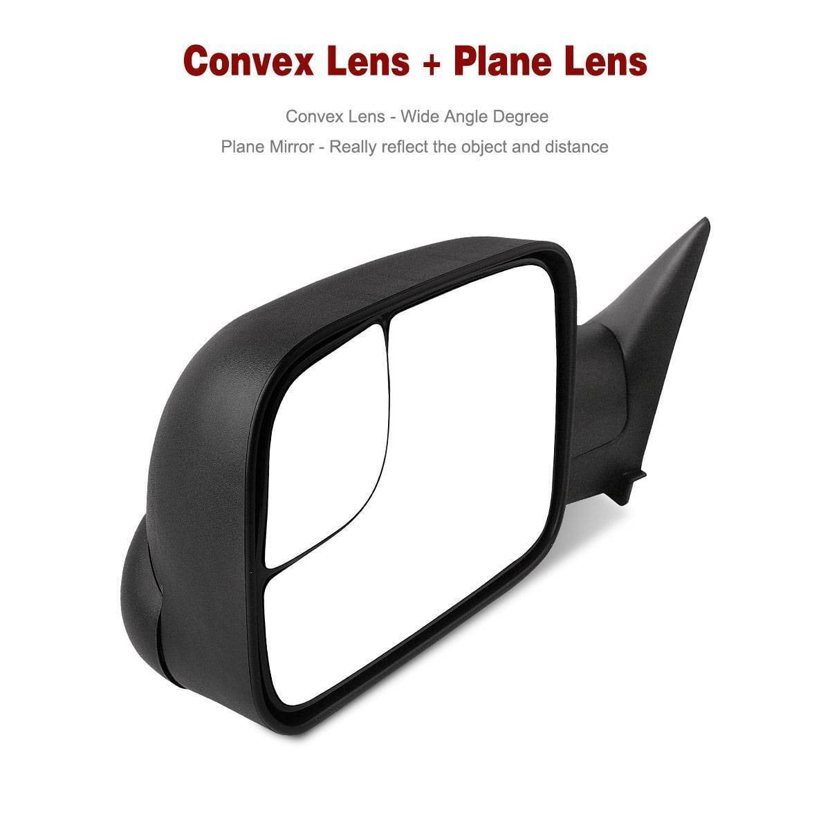 Ledkingdomus Pair Manual Tow Mirrors for Dodge 1994-2001 RAM 1500 94-02 RAM 2500 3500 with Convex