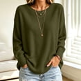 thumbnail image 5 of Womens Knit Sweaters Crewneck Long Sleeved Solid Pullover Sweater Tops Casual Loose Fit Fashion Soft Basic Knitwear, 5 of 6