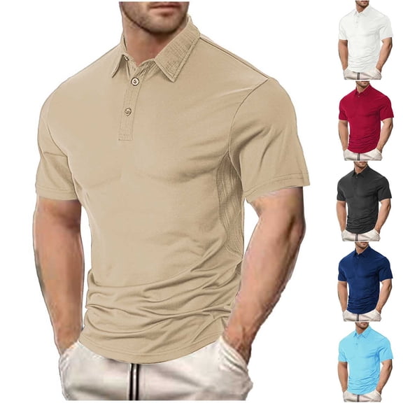 Casual Shirts for Men Short Sleeve Notch Neck Solid Color Pullover Blouse Shirt with Pockets Plus Size Stand Up Collar Casual Leisure Breathable Tops for Men