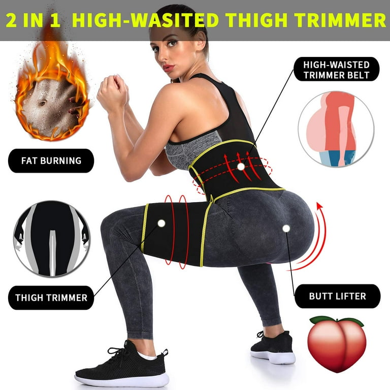 KIWI RATA Womens High Waist Trainer Thigh Timmmer 3 IN 1 Fitness Support  Butt Lifter Anti-Cellulite High Compression Slimmers Exercise Wraps