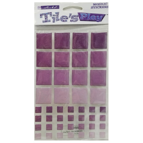 Sticko Tiles Play Stickers-Purple Squares Mosaic