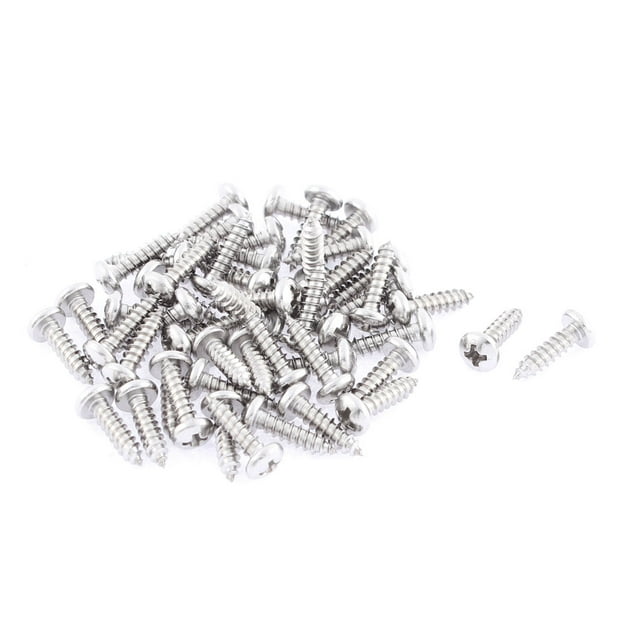 50 Pcs Tornillos autorroscantes de acero inoxidable Phillips redondos de 3.5mmx13mm