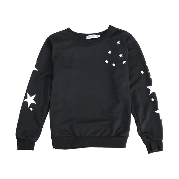 Casual Long Sleeve Cotton Loose Couple Hoodie Sweatshirt Pullover Women Size M (Black)