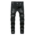 thumbnail image 1 of Jienlioq Mens Pants Clearance Men'S New Tight-Fitting Ripped Straight Hip-Hop Stretch Motorcycle Denim Trouser, 1 of 7