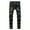 ☪328-Black, variant on Nuoqisi Men's Tight-fitting Ripped Straight Hip-hop Stretch Motorcycle Trouser Dark Blue M