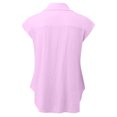 thumbnail image 6 of Eryao Vacation Sale Women's Tank Tops 2024 Cotton Linen Shirts Casual Solid Color Tops Button Down Cap Sleeve Turn-Down Neck T-Shirts,Purple,XXL, 6 of 6