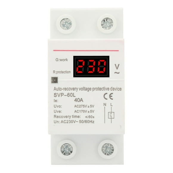 Voltage Recovery, 230V 40A Overvoltage Protector, With Red Indicator Light For Modular Design Standards For Din Rail Mount Protector