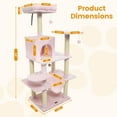 thumbnail image 3 of Costway 58" Tall Multi-level Cat Tree with Upholstered Perch & Cat Condo, Comfy Hammock Pink, 3 of 10