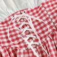 thumbnail image 7 of KICILVS Medieval Dress for Women Color Block Corset Lace Up Front Vintage Gingham Peasant Dress Halloween Party Festive Outfit, 7 of 7