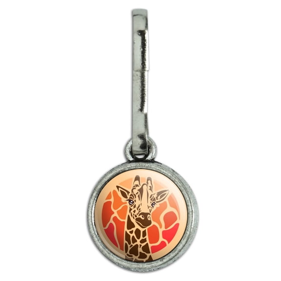 Giraffe Orange Circle Antiqued Charm Clothes Purse Suitcase Backpack Zipper Pull Aid