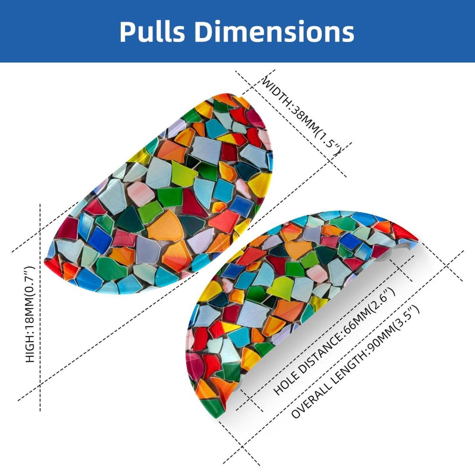 PhooArto 6 Pcs Cup Drawer Pulls, Colorful Mosaic Art Pattern Shell Shape Handles Cabinet Knobs for Dresser Cupboard Closet Wardrobe with Screws