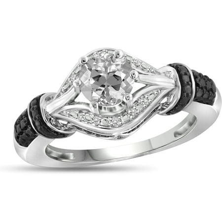 JewelersClub 1.00 Carat T.G.W. White Topaz And White Diamond Accent Black Rhodium Plating Sterling Silver Ring