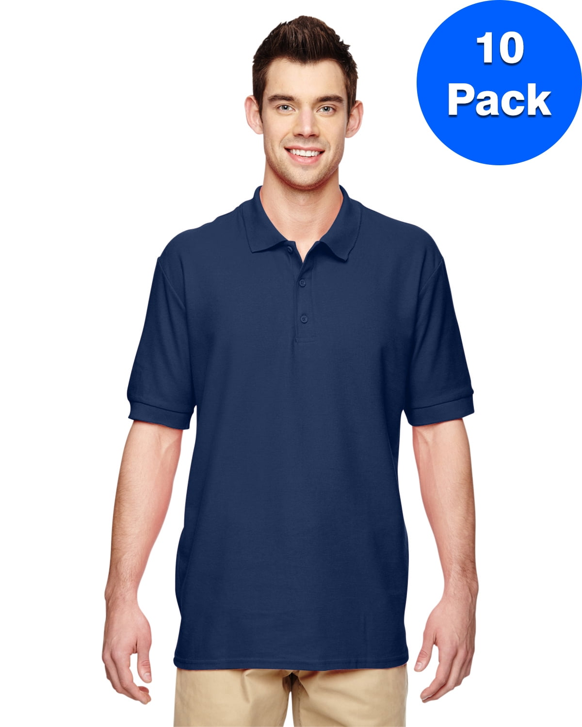 Mens Premium Cotton Double Piqué Sport Shirt 10 Pack - Walmart.com