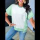 thumbnail image 5 of Camisetas de Corta con Cuello Redondo y Bloques de Color para Mujer, Conjuntos Casuales de Verano de Gran Tamaño Verde L, 5 of 6