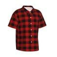 thumbnail image 2 of Red Black Check Plaid Men'S 3d Print Casual Button Down Shirts, Novelty Hawaiian Short Sleeves S, 2 of 8
