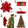 thumbnail image 5 of BYXAS 20 Pcs Christmas Artificial Poinsettia Flowers 5.9" Glitter Poinsettias Flowers with Clips for Christmas Tree DIY Xmas Wreath Party New Year Decor (Red), 5 of 11