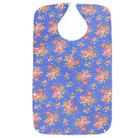 

1PC Adult Feeding Bib Waterproof Eating Bib Clothes Protective Apron Dining Accessory for Patients Seniors (Blue Rose)