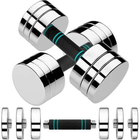 Steel Adjustable Dumbbell Set of 2, 10/15lb Free Weights Dumbbells Set, Non-Slip and Comfortable Foam Handle, Adjustable Dumbb