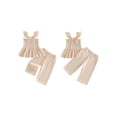 thumbnail image 2 of BemeyourBBs 2Pcs Toddler Baby Girl Summer Clothes Cotton Linen Outfits Fly Sleeve Ruffle Smocked Tank Tops Wide Legs Pants Set, 2 of 9