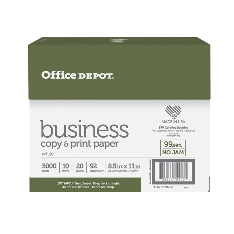 Office Depot Brand Color Copier Paper Letter Size 8 12 x 11 Ream Of 500  Sheets 28 Lb White - Office Depot