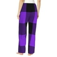 thumbnail image 3 of Goofa Purple Buffalo Plaid Printed Soft Pajama Pants for Women, Wide Leg Comfy Casual Lounge Yoga Pants-Medium, 3 of 9