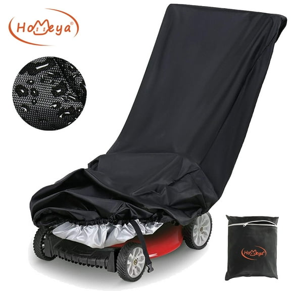 HOMEYA Push Lawn Mower Cover, Walk Behind Movers Waterproof Cover UV Protector Tarp - Black