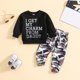 thumbnail image 2 of Gibobby Conjunto niña Conjunto de 2 uds de camisetas y pantalones con estampado de de manga larga para niños pequeños, ropa para niños(Negro,12-18 Months), 2 of 5