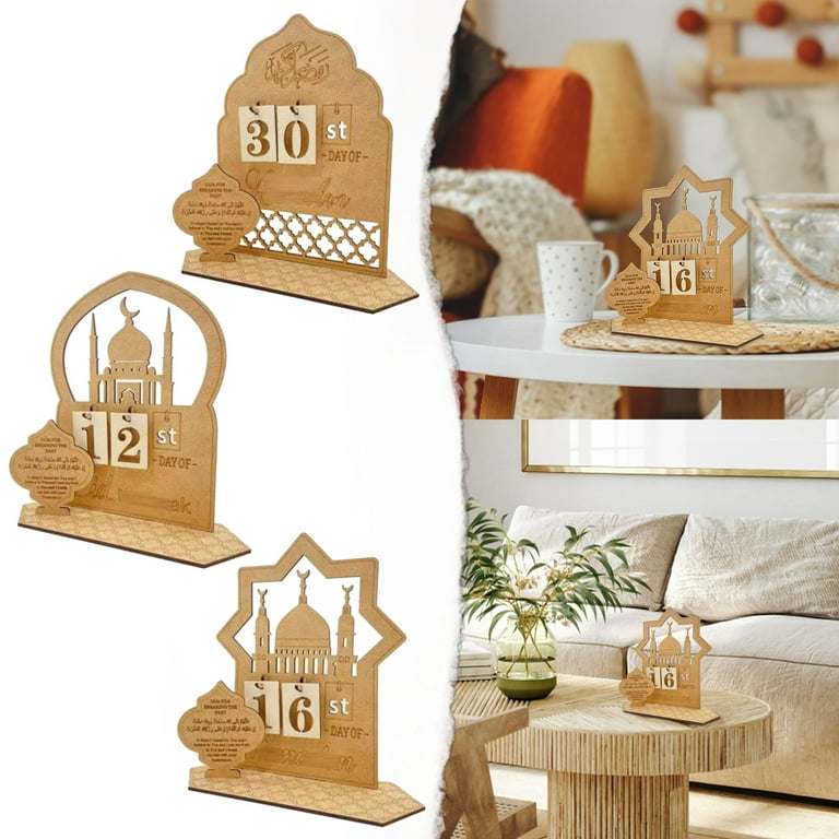 Cheap 2024 EID Mubarak Ramadan Wooden Craft Ornament Islamic