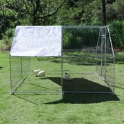 10x10 Outdoor Heavy Duty Chicken Coops Walk in Metal Chicken Cages Large Pets Raise Crate Protector Poultry Rabbit House with Waterproof Cover Backyard