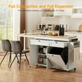thumbnail image 4 of Rolling Kitchen Cart w/Extendable Dining Table, 81.7" Mobile Kitchen Storage Islands w/Trash Cabinet, Power Outlet, Spice Rack & Towel Rack, White, 4 of 9
