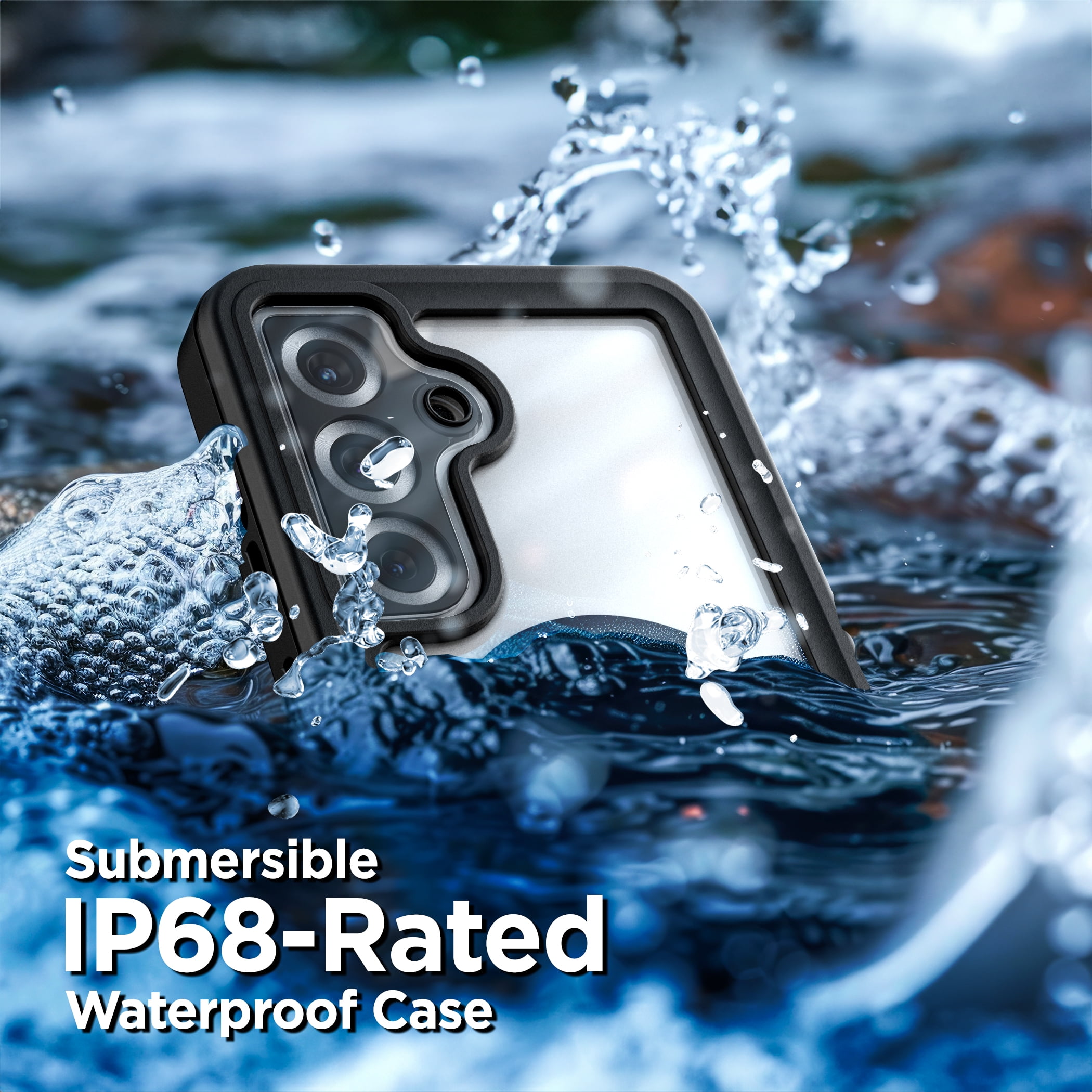 Encased Waterproof Case Designed for Samsung Galaxy S25 (IP68) Full Body Protective Phone Case with Screen Protector Built-in (Clear/Black)
