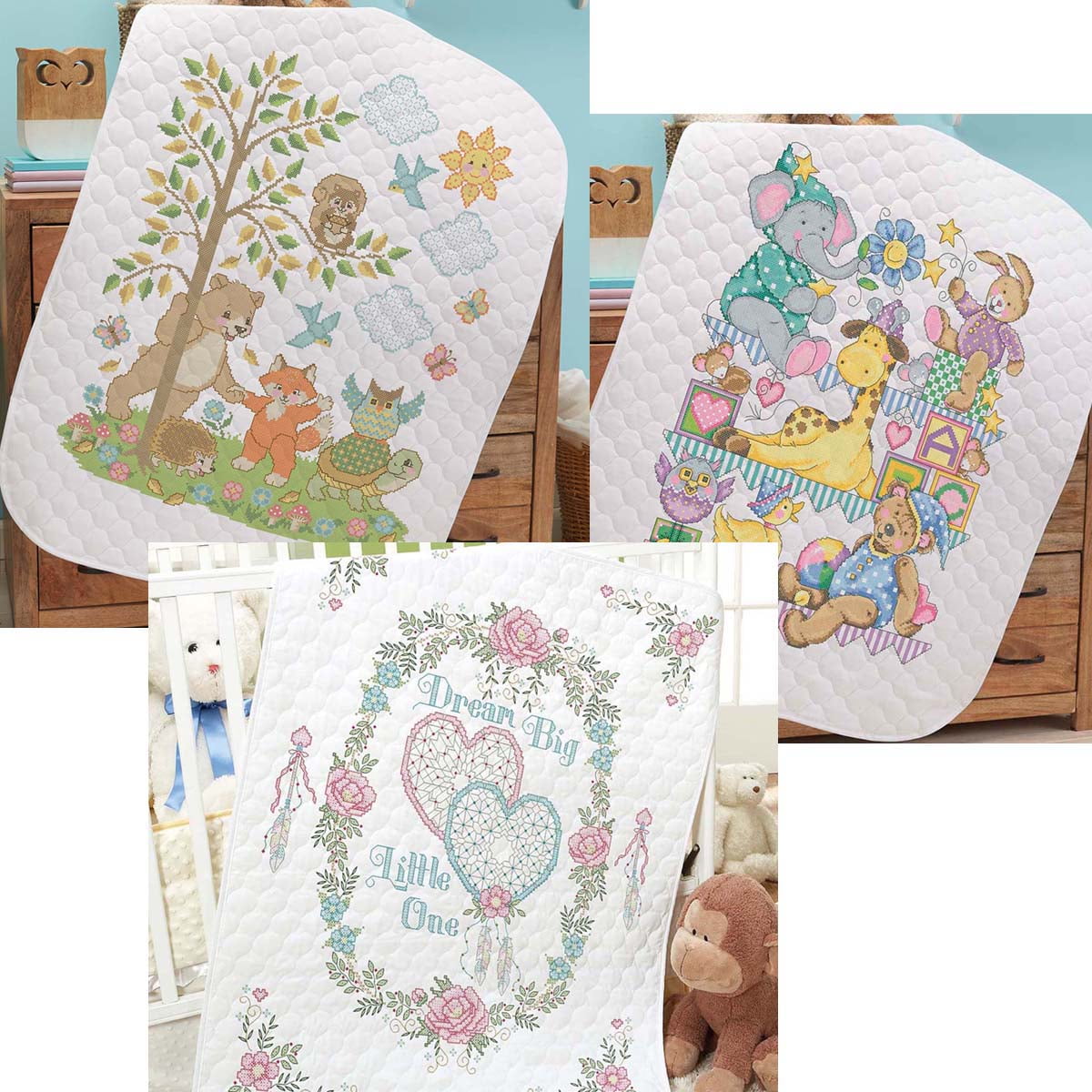 Herrschners® PreQuilted Dream Big, Woodland Friends & Playland Baby