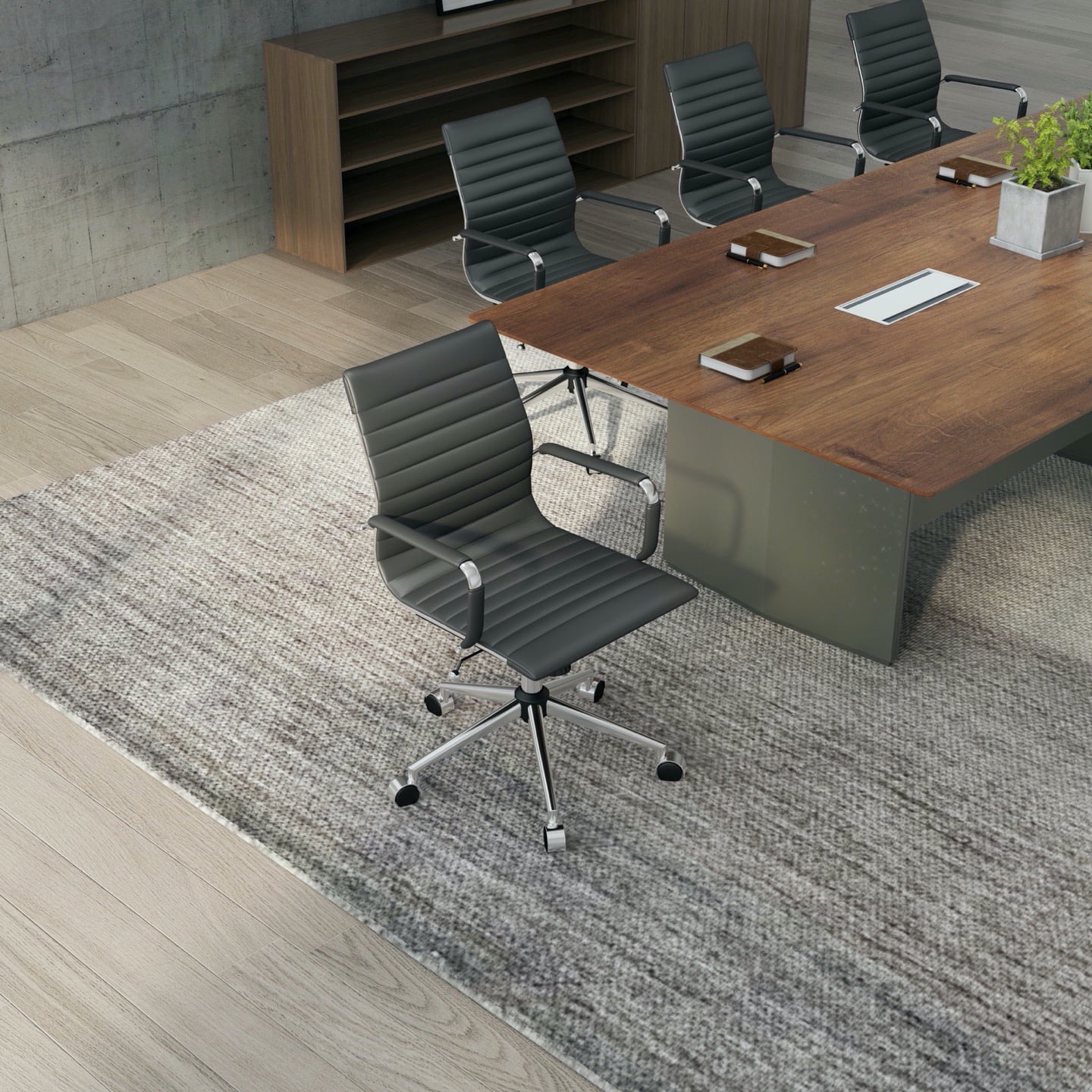 LUXMOD Mid Back Home Office Desk Chair Task Chair with Armrest Swivel Chair in Durable Vegan Leather Ergonomic Desk Chair for Extra Back and Lumbar Support Conference Room Chair