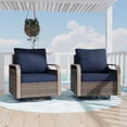 thumbnail image 2 of COOS BAY Outdoor Wicker Glider Chair Patio Rattan 360° Swivel Rocking Chair with Blue Cushions for Garden, Poolside, Backyard (Set of 2), 2 of 9