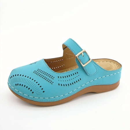 

Vedolay Summer Flat Sandals Womens Flat Sandals Braided Fashion Open Toe Woven Slip On Slides Casual Beach Sandals Light Blue 8