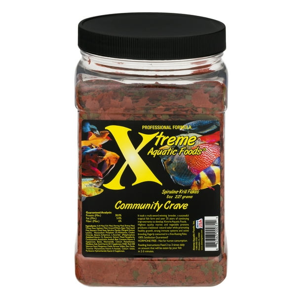 Xtreme Aquatic Community Crave Krill/Spirulina Flake Fish Food, 8 oz