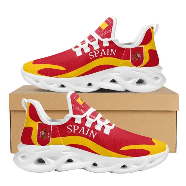 Zapatillas deportivas con estampado de la bandera de España, informales, ligeras, con cordones, vulcanizadas, cómodas y transpirables para correr.