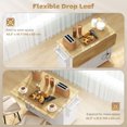 thumbnail image 4 of CoSoTower Kitchen Island Cart, Portable Kitchen Island Table with Charging Station, Rubber Wood Drop Leaf, Trash Storage, White, 4 of 7