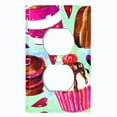 thumbnail image 2 of Metal Light Switch Wall Plate Outlet Cover (Coffee Mocha Candy Bean Toffee Swirl Cupcake Teal Green Polka Dots Heart - Single Duplex), 2 of 2