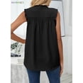 thumbnail image 5 of BadPiggies Women Summer Halter Chiffon Sleeveless Tank Tops Casual Ruffle Trim Shirts Button Pullover Blouses (XL, Black), 5 of 6