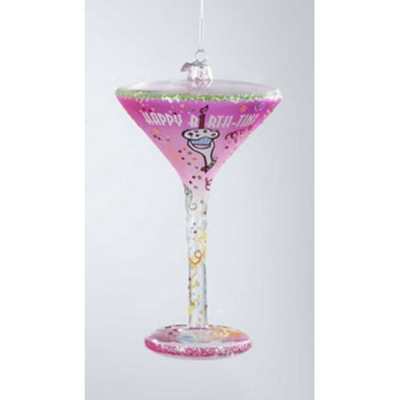 Blown Glass Hanging - The Holiday Aisle Happy Hour Hand-Painted Blown Glass Happy Birth-Tini Martini Cocktail Christmas Hanging Figurine