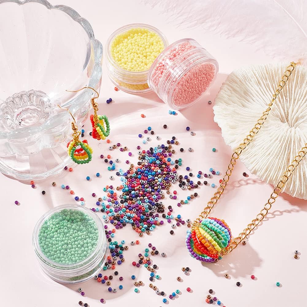 Glass Seed Beads 11/0 24 Boxes of 24000pcs 2mm Round Pony Bead Multicolor Mini Spacer Beads for Friendship Earring Bracelet Waist Chain Jewelry Making Spring Summer