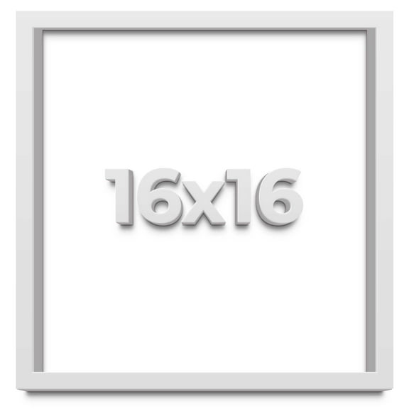 16x16 Shadow Box Frame White | 2 Inches Deep Real Wood Contemporary Shadowbox Display Frame | UV