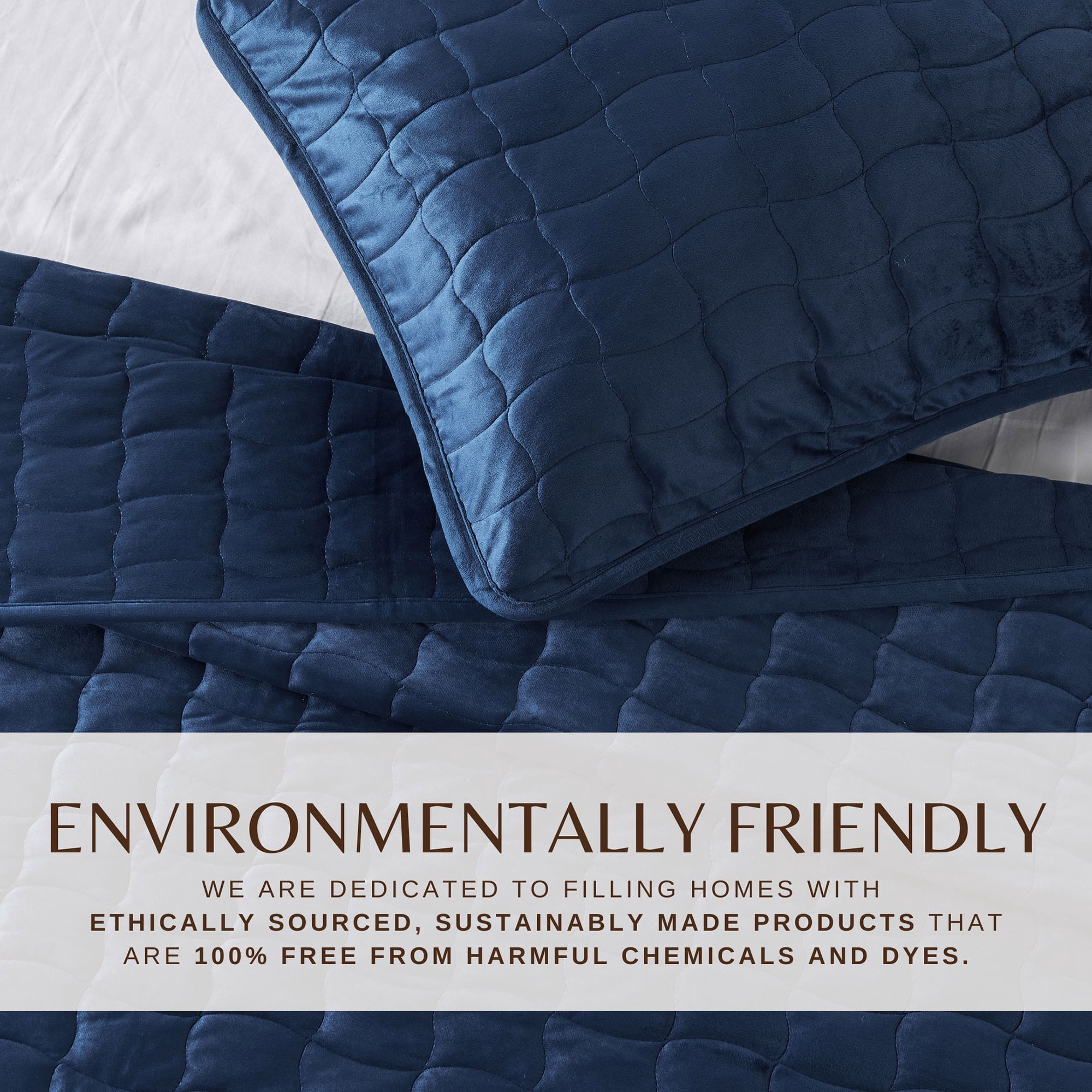 Dual-Sided Velvet Box-Stitched Heavyweight 2-Piece Twin Quilt Set, Navy
