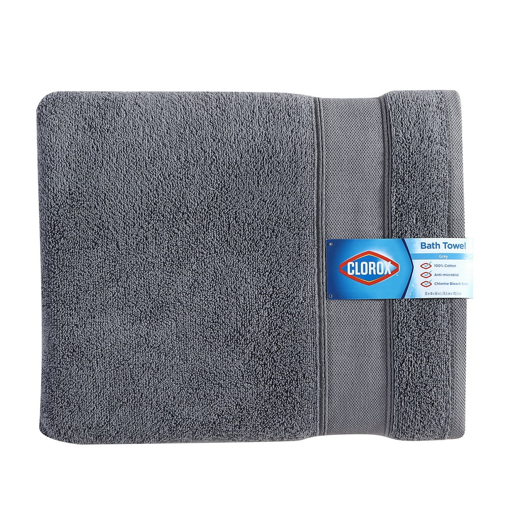 Clorox AntiMicrobial Bath Towel, 30” x 56”, Grey